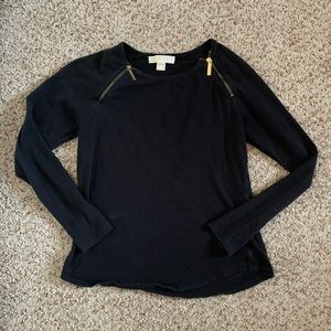 *SOLD* Michael Kors long sleeve zipper shldr top